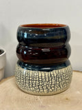 Black, blue, and orange crackle bubble mug