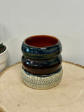 Black, blue, and orange crackle bubble mug