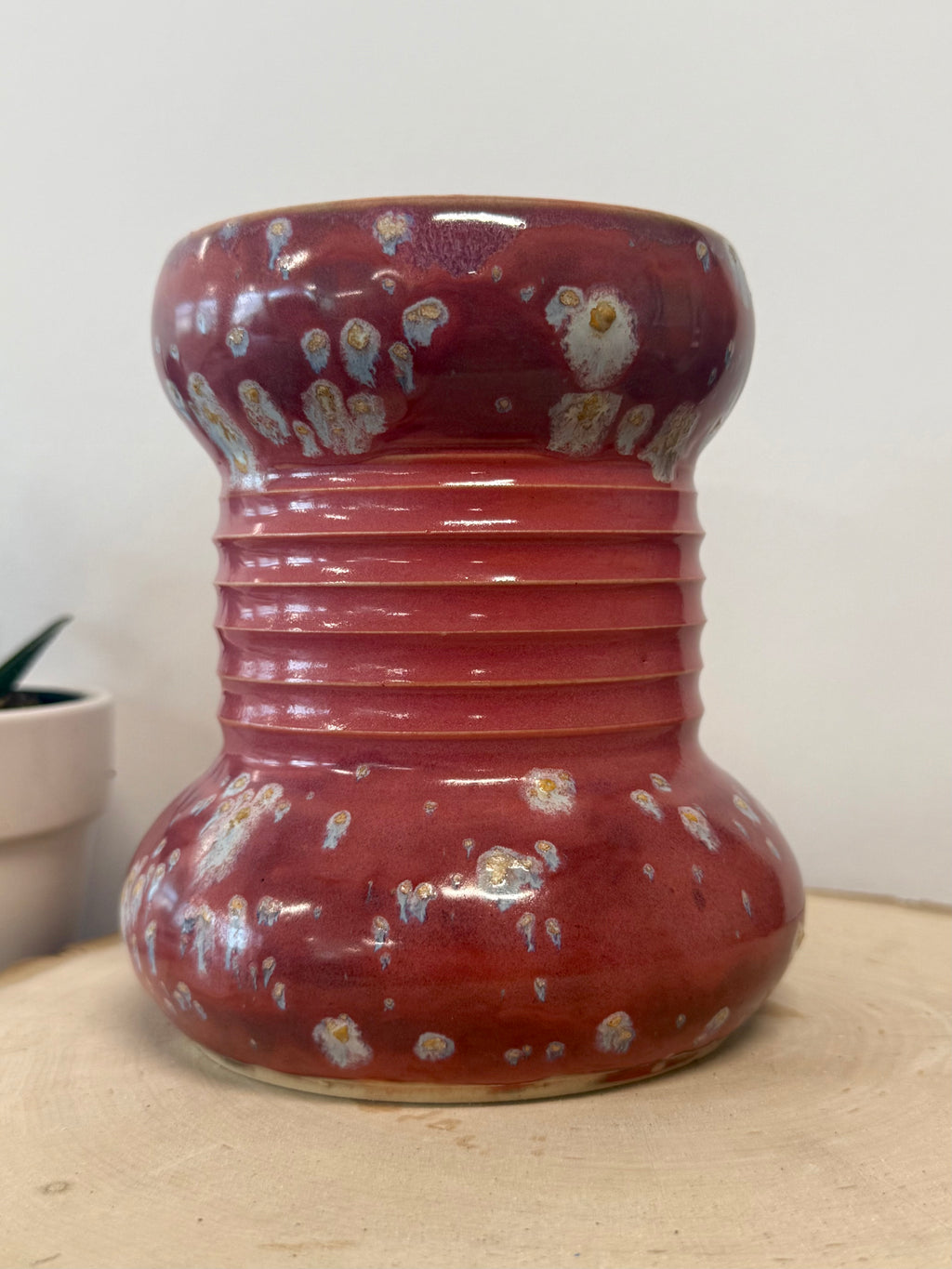 Pink bubble vase with spots