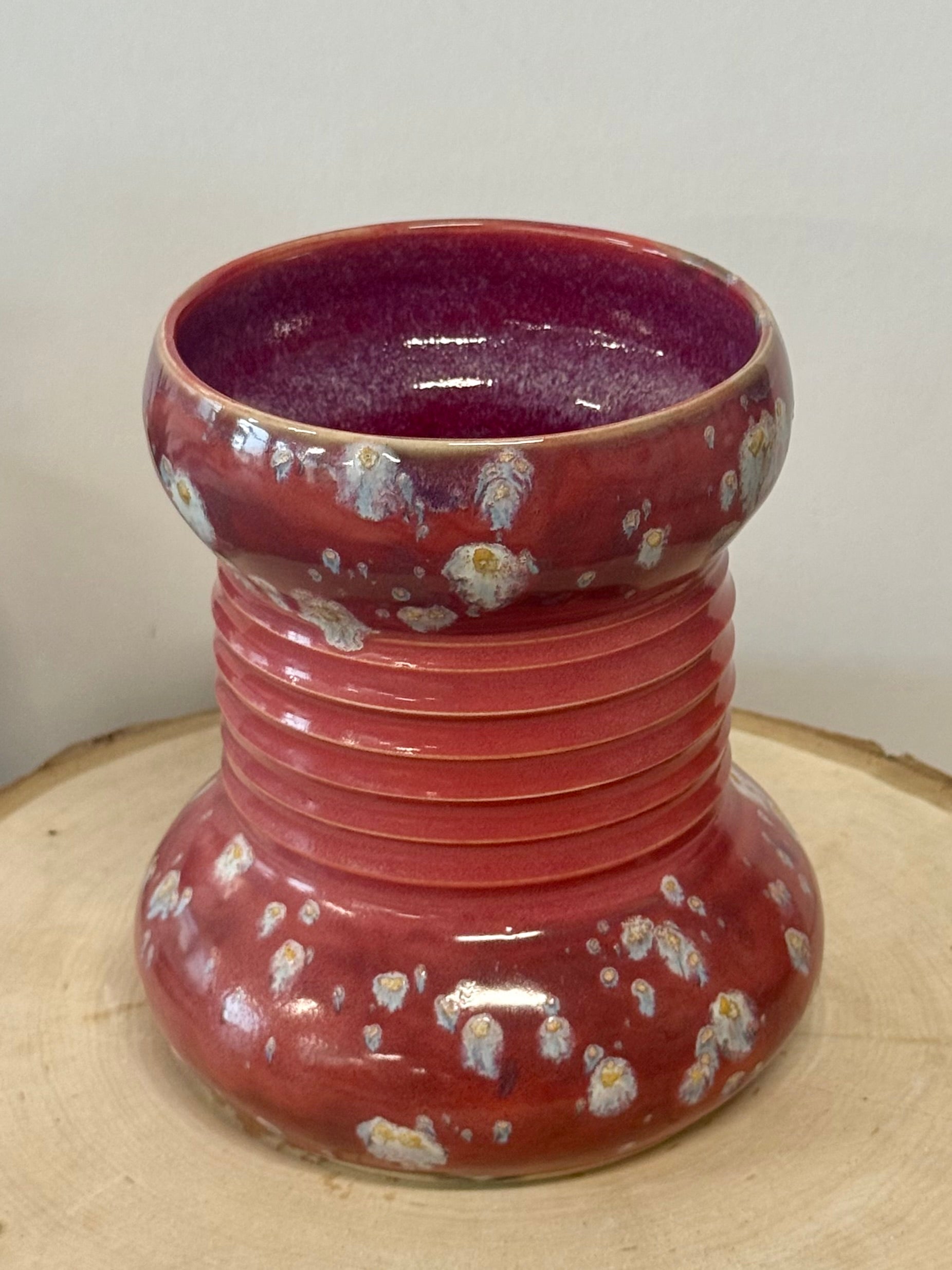 Pink bubble vase with spots