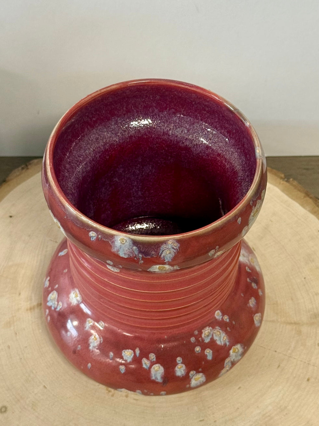 Pink bubble vase with spots