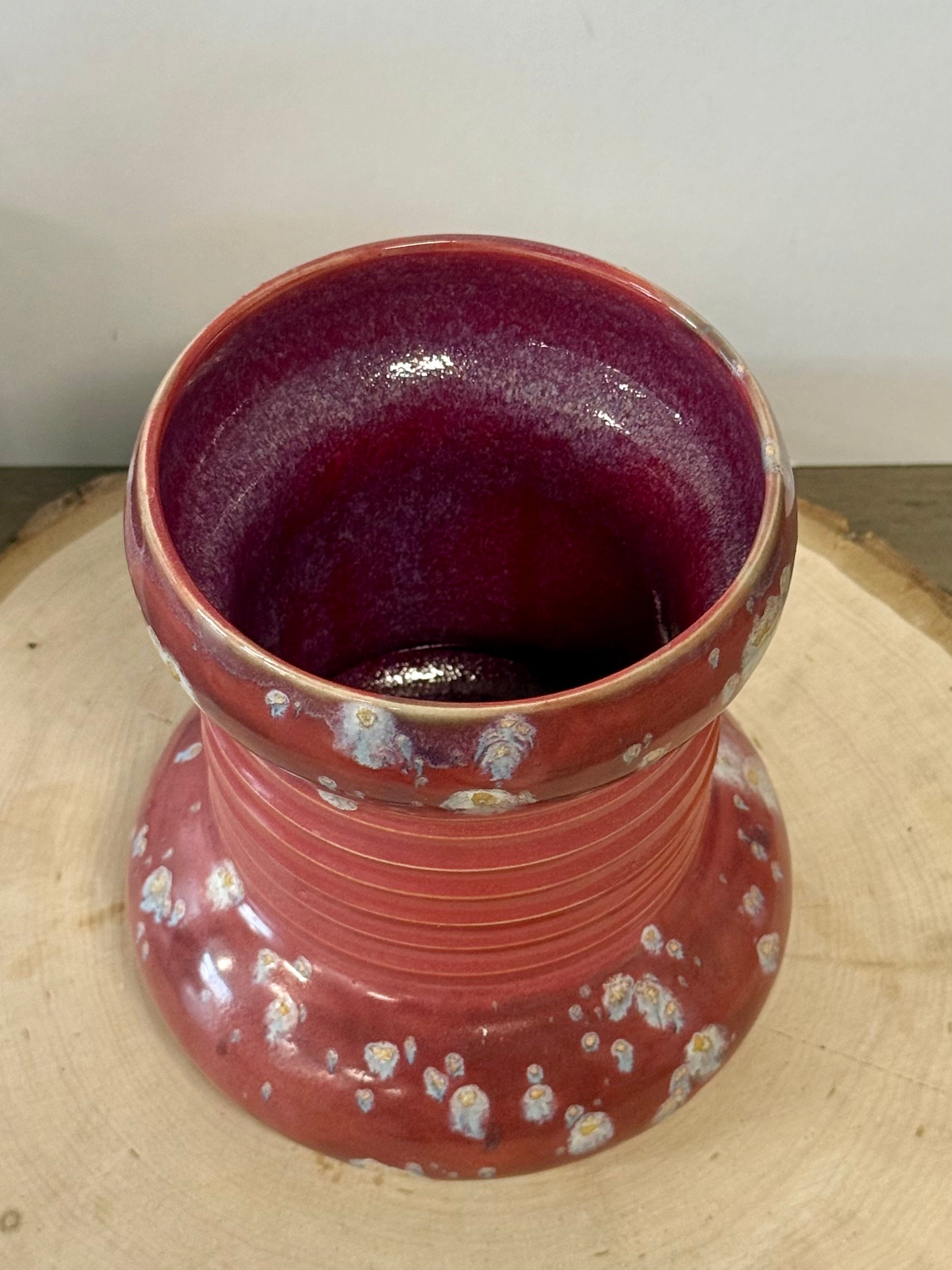 Pink bubble vase with spots