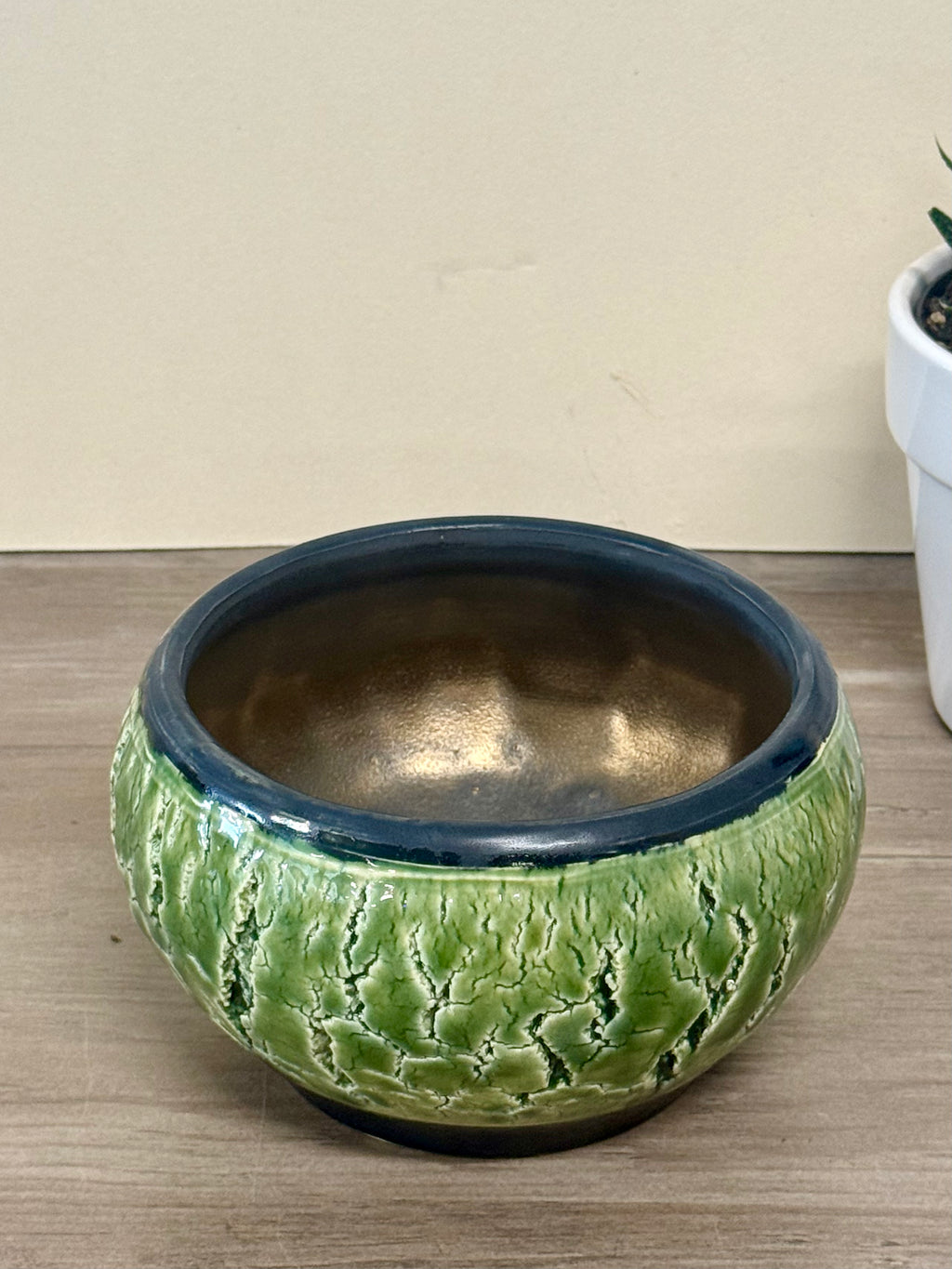 Crackled Green Ceramic Bowl