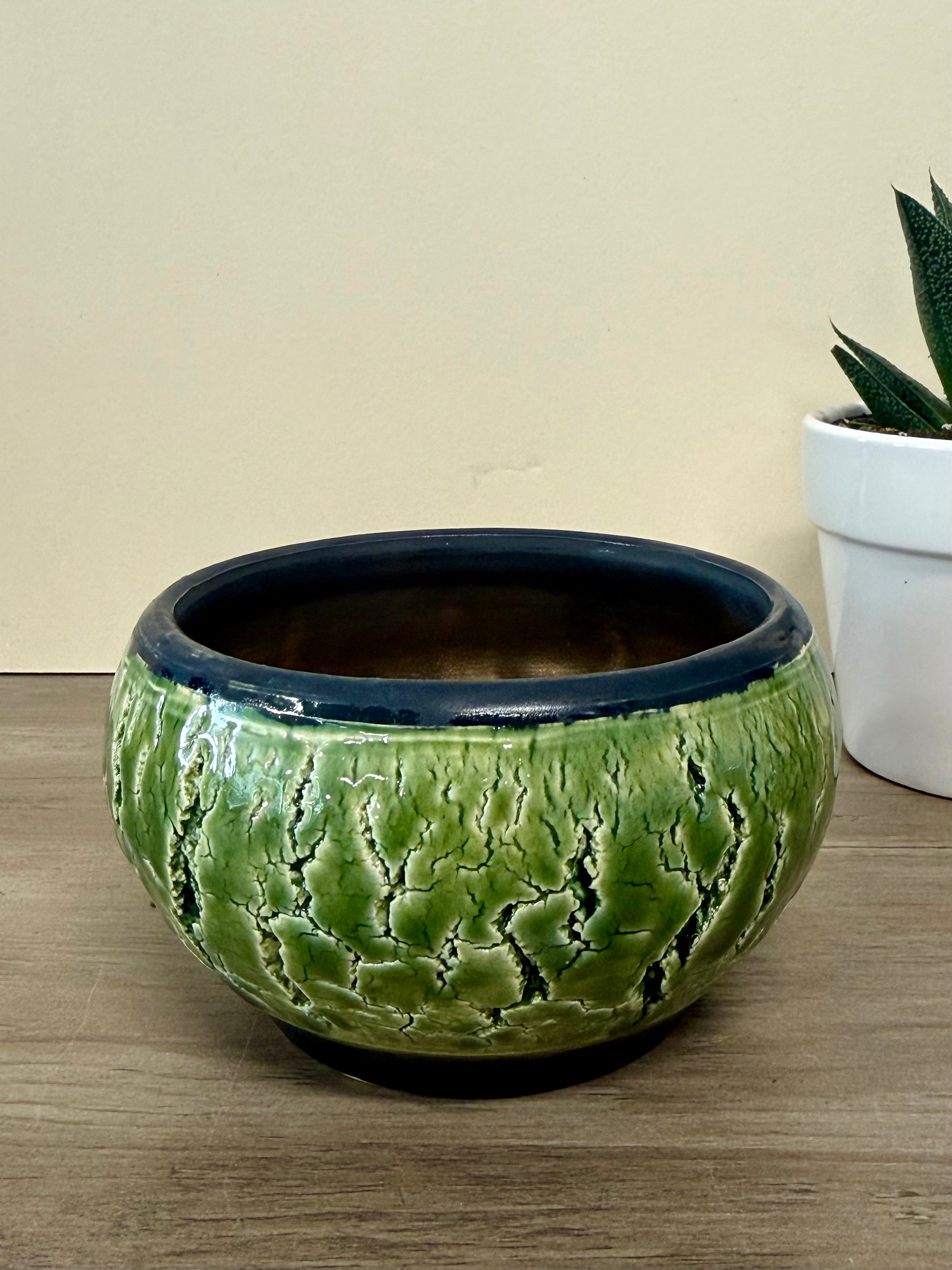 Crackled Green Ceramic Bowl