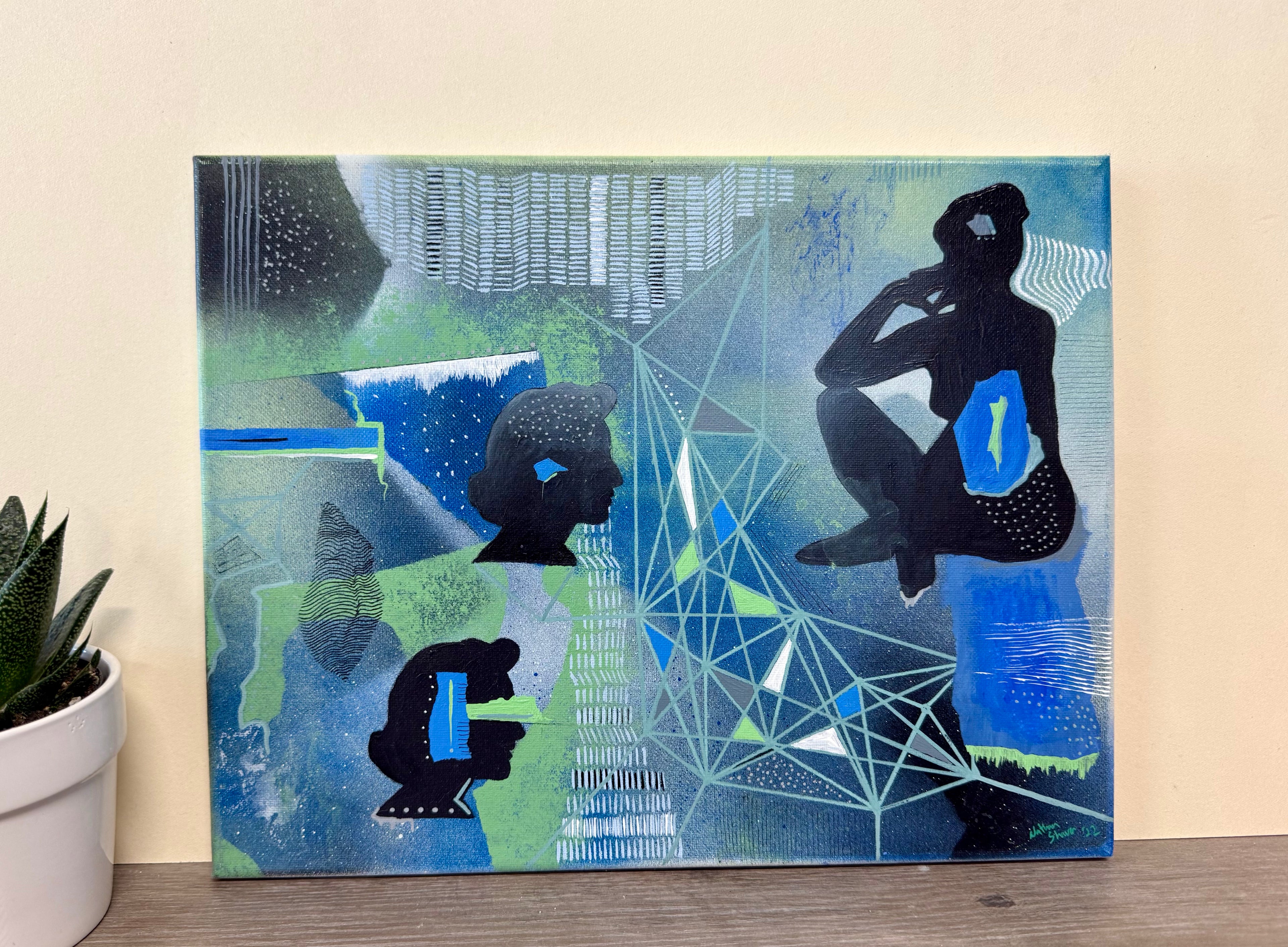 All Too Much”, 11” x 14”, mixed media on canvas.