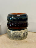 Black, blue, and orange crackle bubble mug