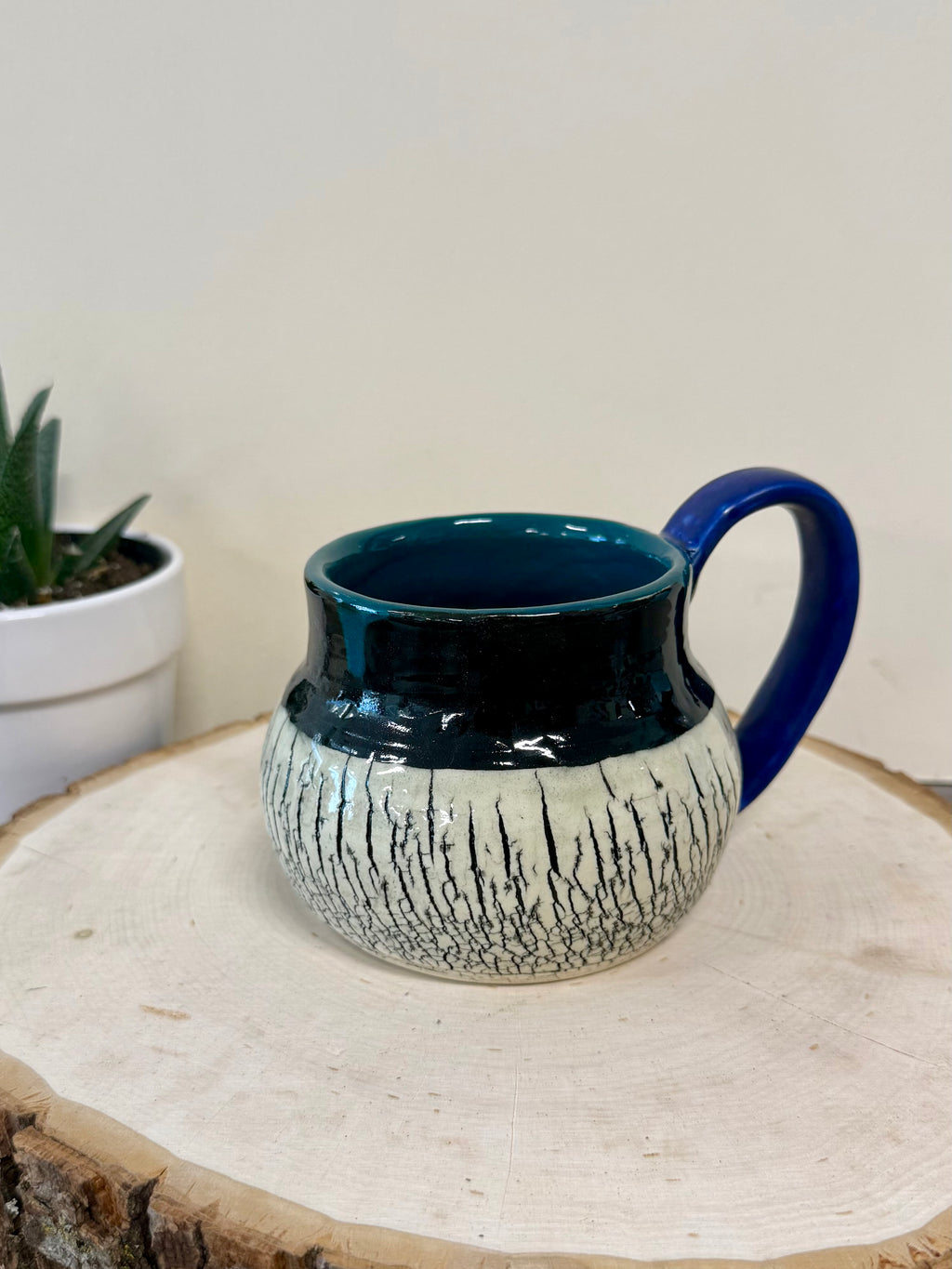 Hand thrown crackle mug