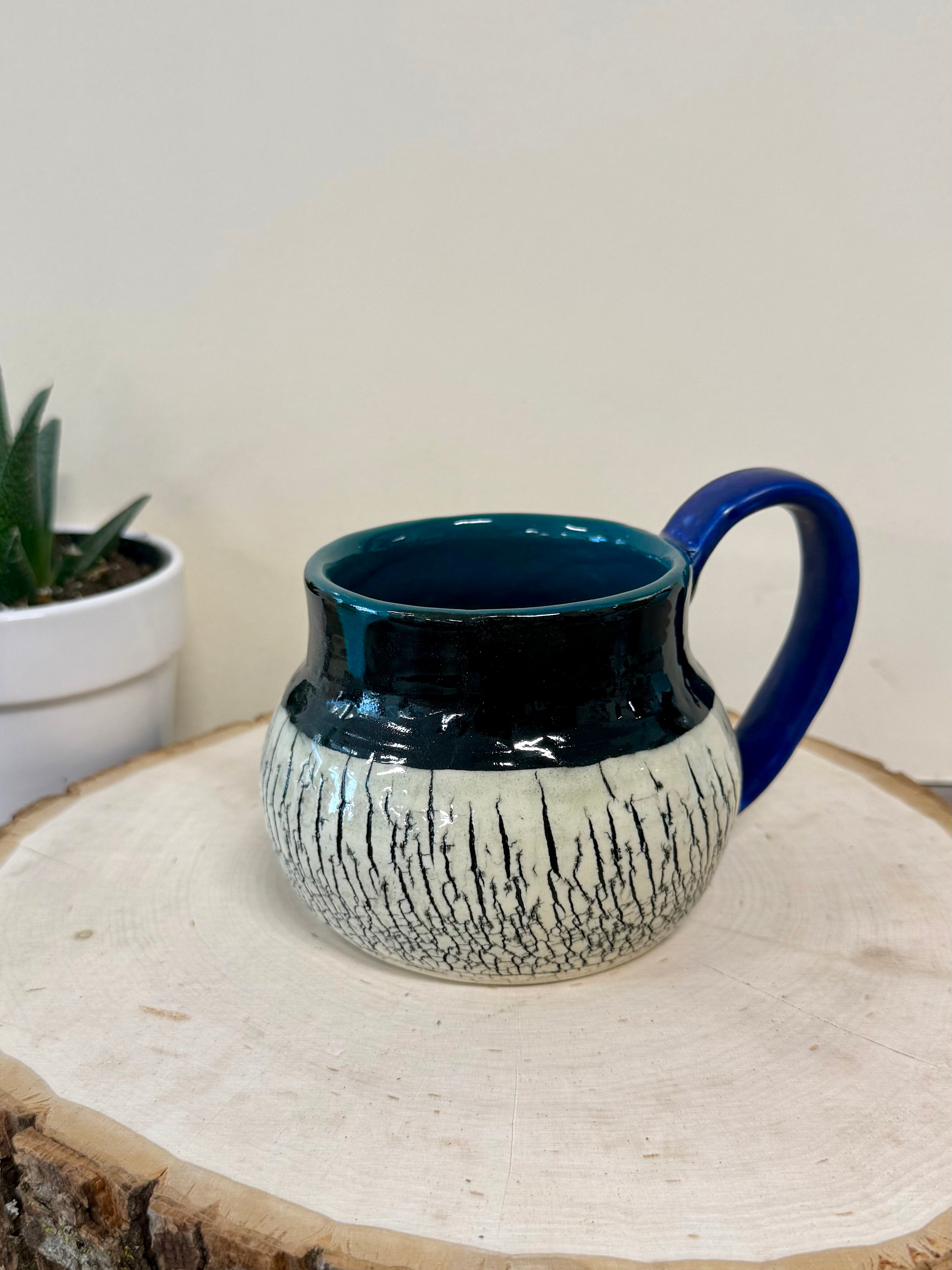 Hand thrown crackle mug