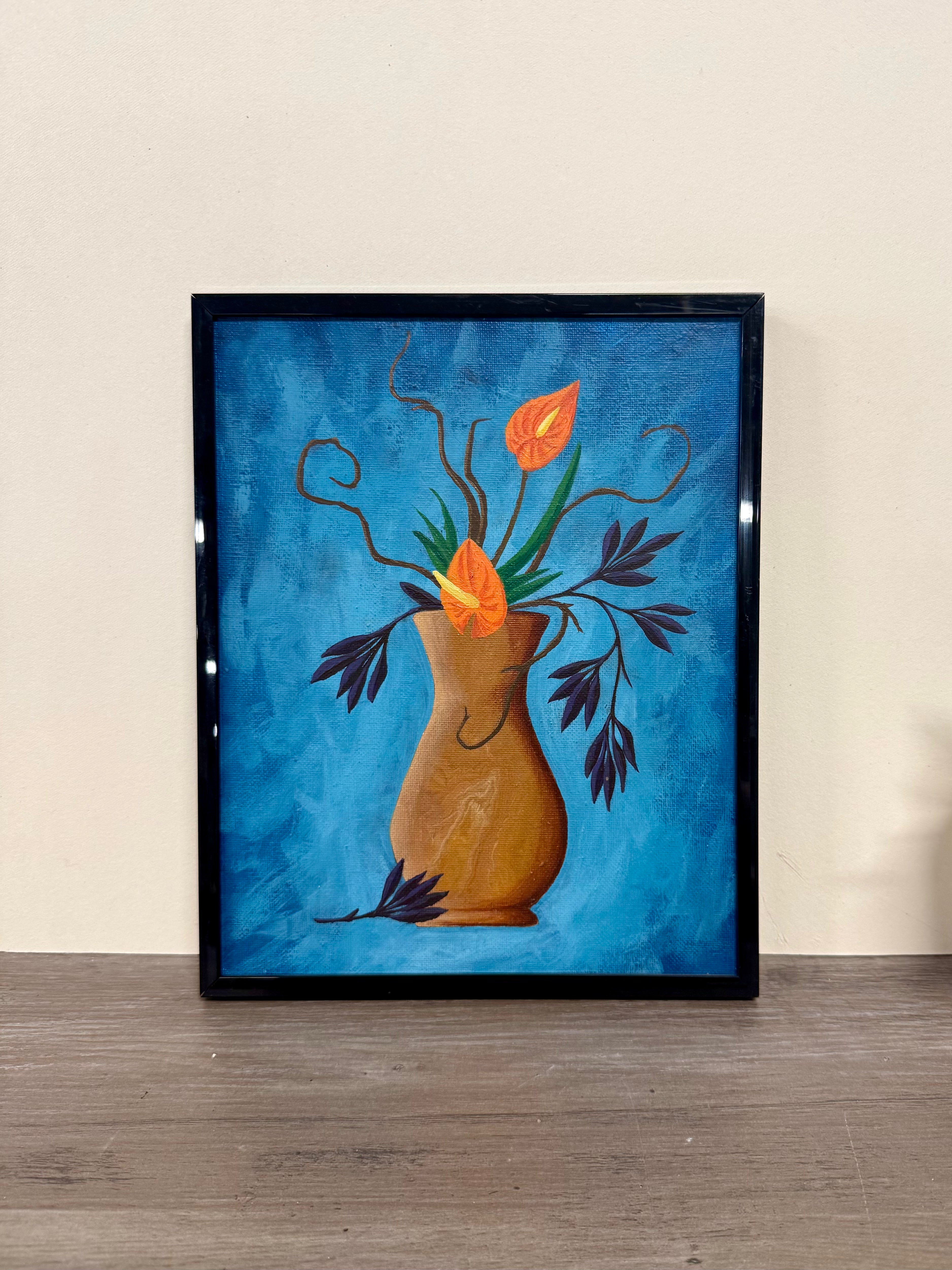 "Untitled (Ikebana 1)" 8" x 10" acrylic painting on canvas board