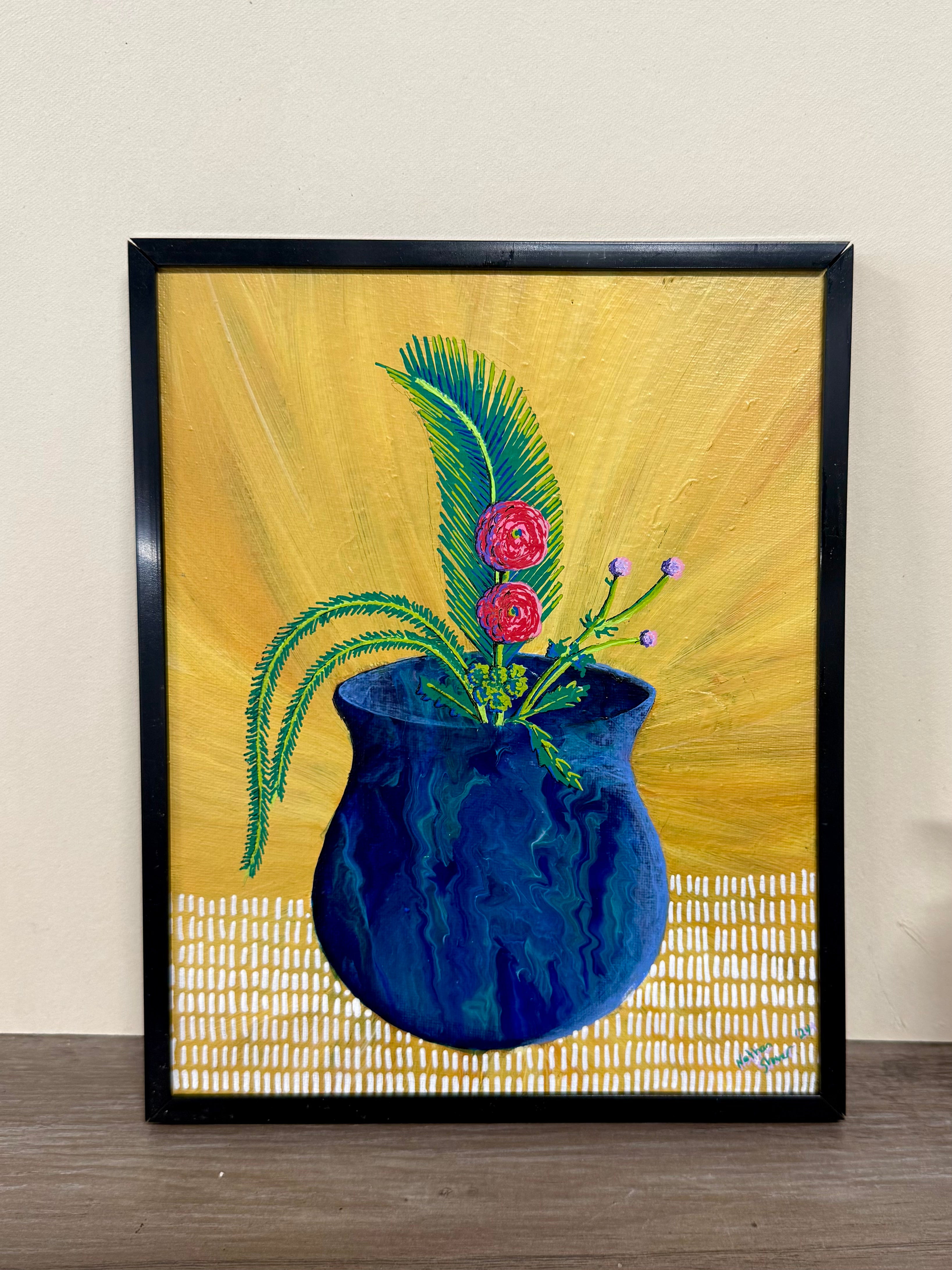 "Flowers in a Vase", 8" x 10", acrylic on canvas board
