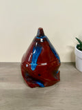 Twisted Cone Vessel with Red and blue