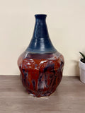 Thrown Faceted Vessel with black and red