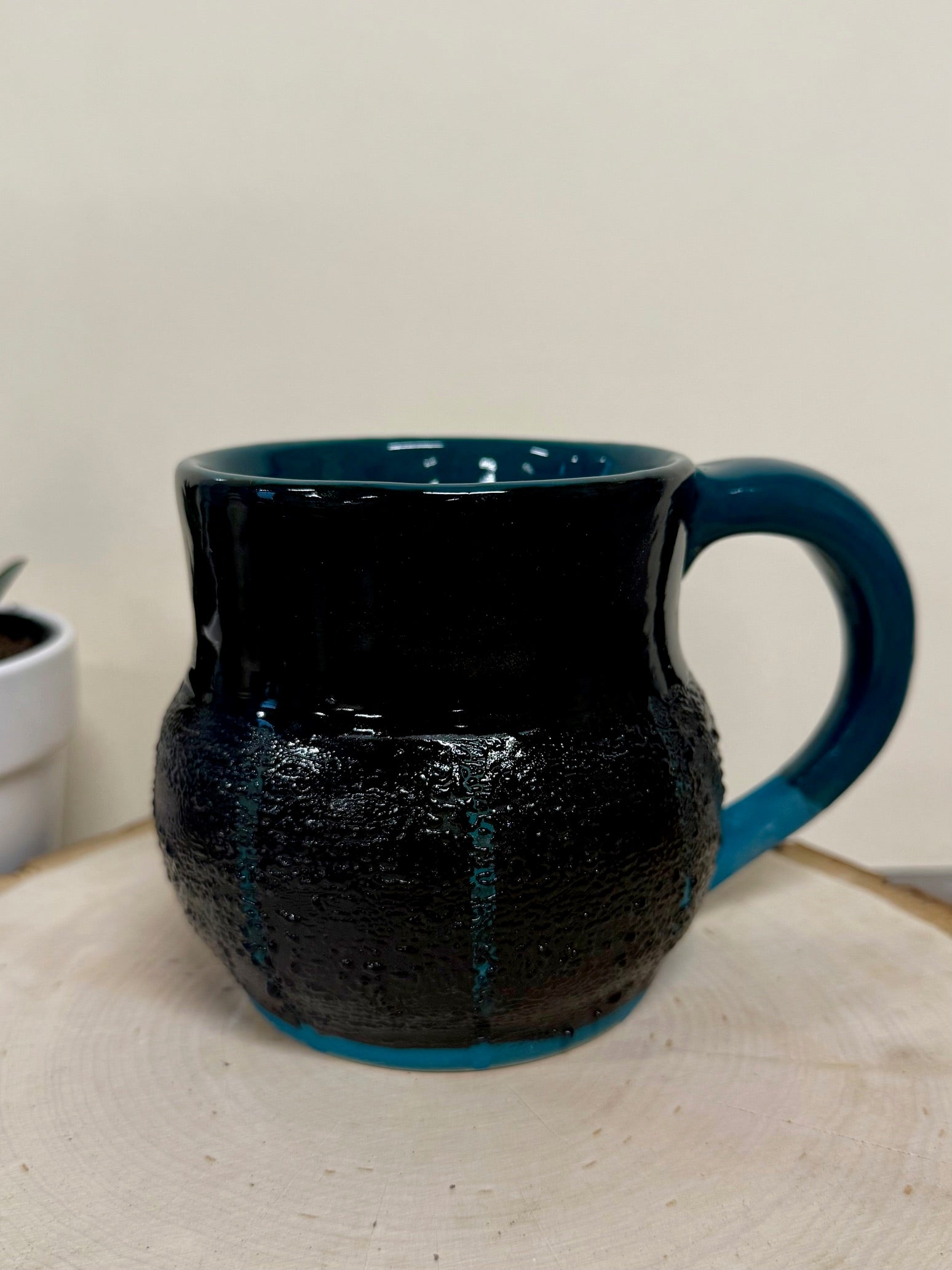 Black and Teal textured Mug