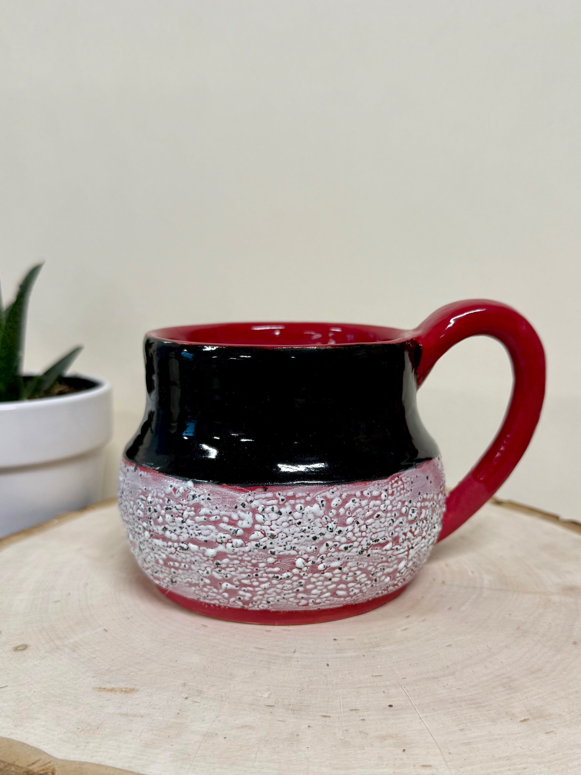 Speckled Red, Black, and White Mug